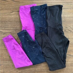 Beyond yoga maternity Legging bundle - Black, pink, and Blue constellation print